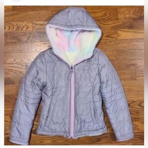 SO Gray and Pink Reversible Puffer Jacket with Quilted size 10/12